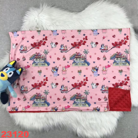 Bluey Pink Valentine's Day Youth Blanket ☆ 40x30 inches ☆ PREORDER