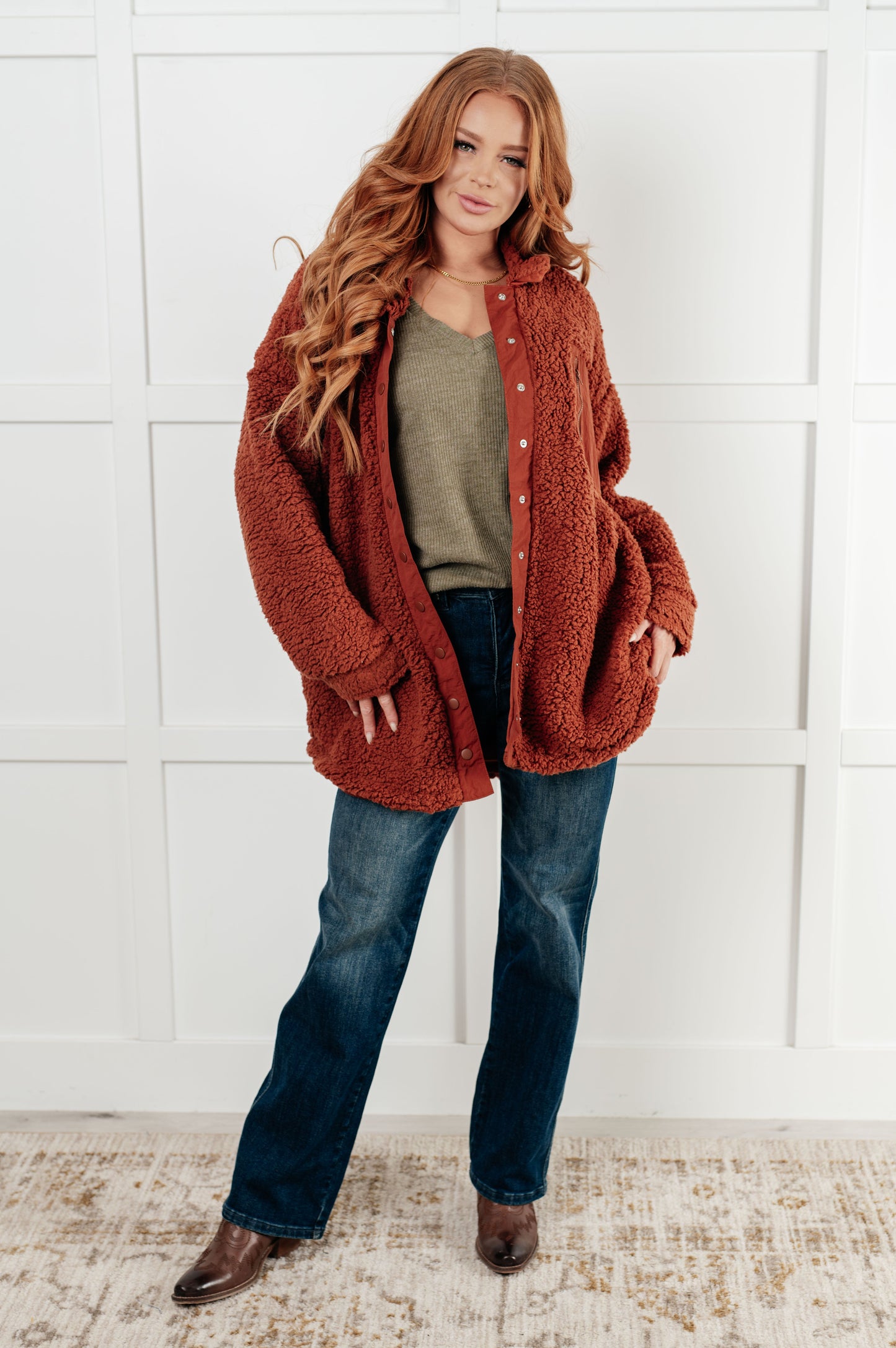 On a Roll Ribbed Knit V Neck Long Sleeve Top {Ships in 3-5 Business Days}