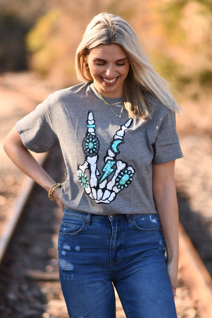 Skelly Peace Turquoise Rings Tee