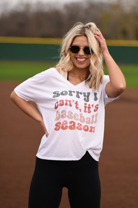 Sorry I Can’t It’s Baseball Season Slouchy Tee ♡ Ships in 5-7 Bus. Days