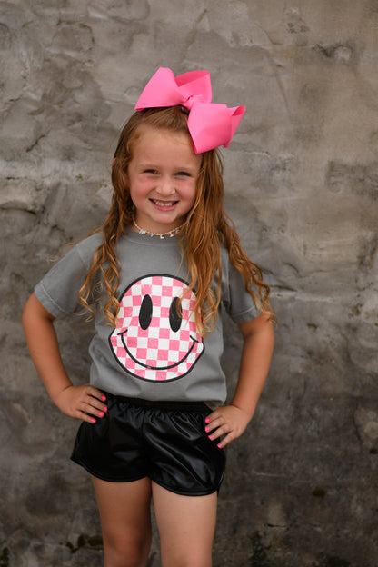 Pink Checkered Smiley Youth/Adult Tee