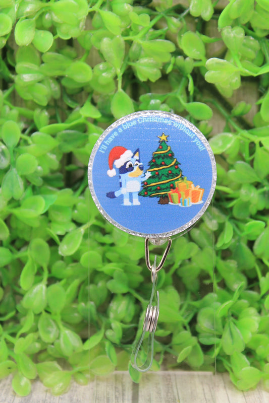 A Bluey Christmas Circle Badge/ID Holder Reel