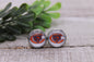 Bears Football || 12mm Glass Stud Earrings || Hypoallergenic