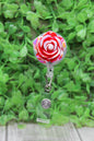White & Red Rose Badge/ID Holder Reel