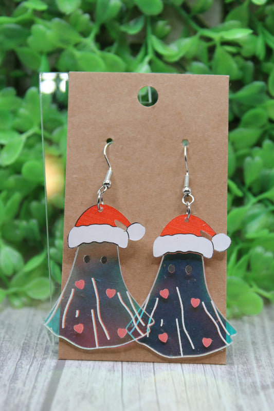 Santa Hat Ghost Dangle Earrings