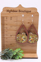 Leopard & Sunflowers Pumpkin Teardrop • Dangle Earrings