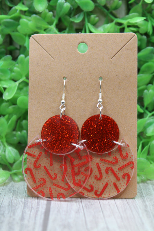Candy Cane Circle Dangle Earrings