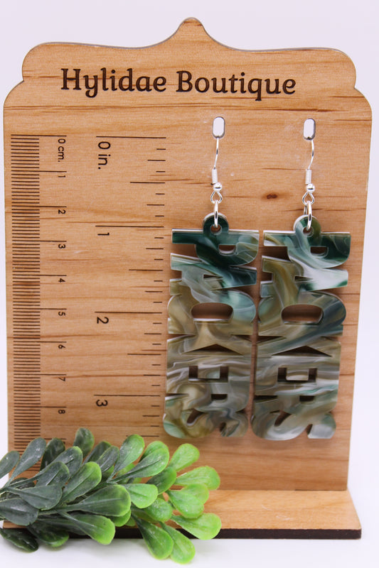 Packers Football - Green Marble || Dangle Earrings