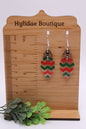 Green and Red Chevron Christmas Bulbs • Dangle Earrings