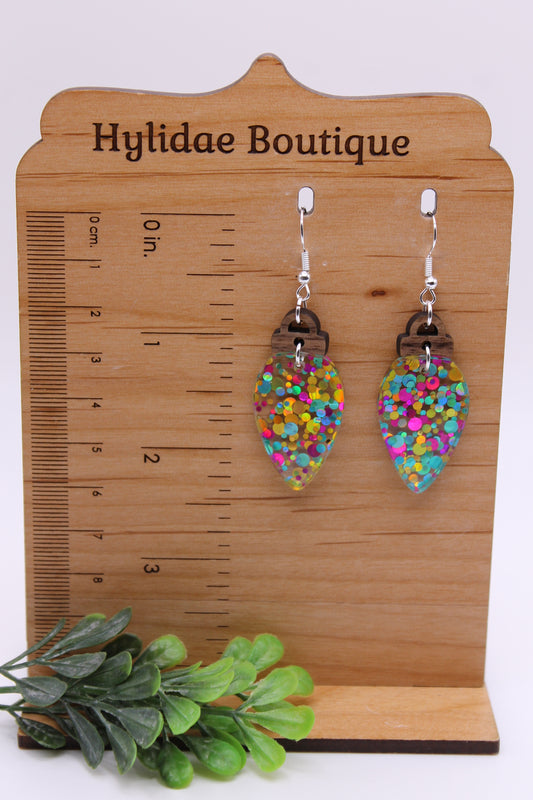 Confetti Christmas Bulbs • Dangle Earrings