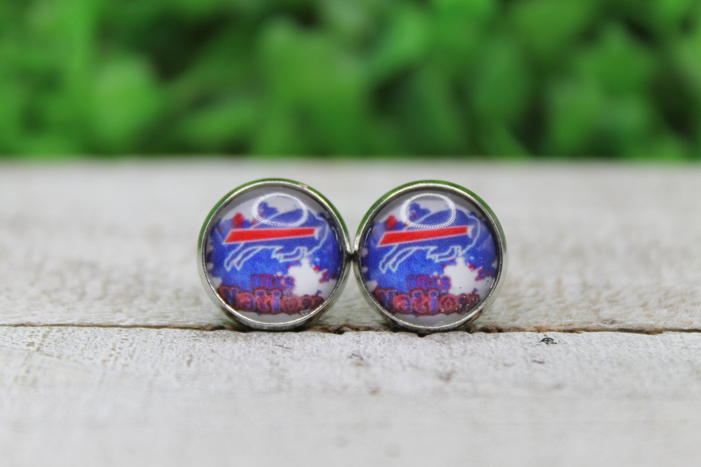 Buffalo Bills Nation 12mm Glass Stud Earrings