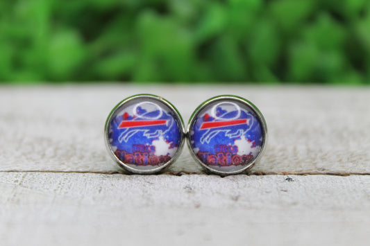 Buffalo Bills Nation 12mm Glass Stud Earrings