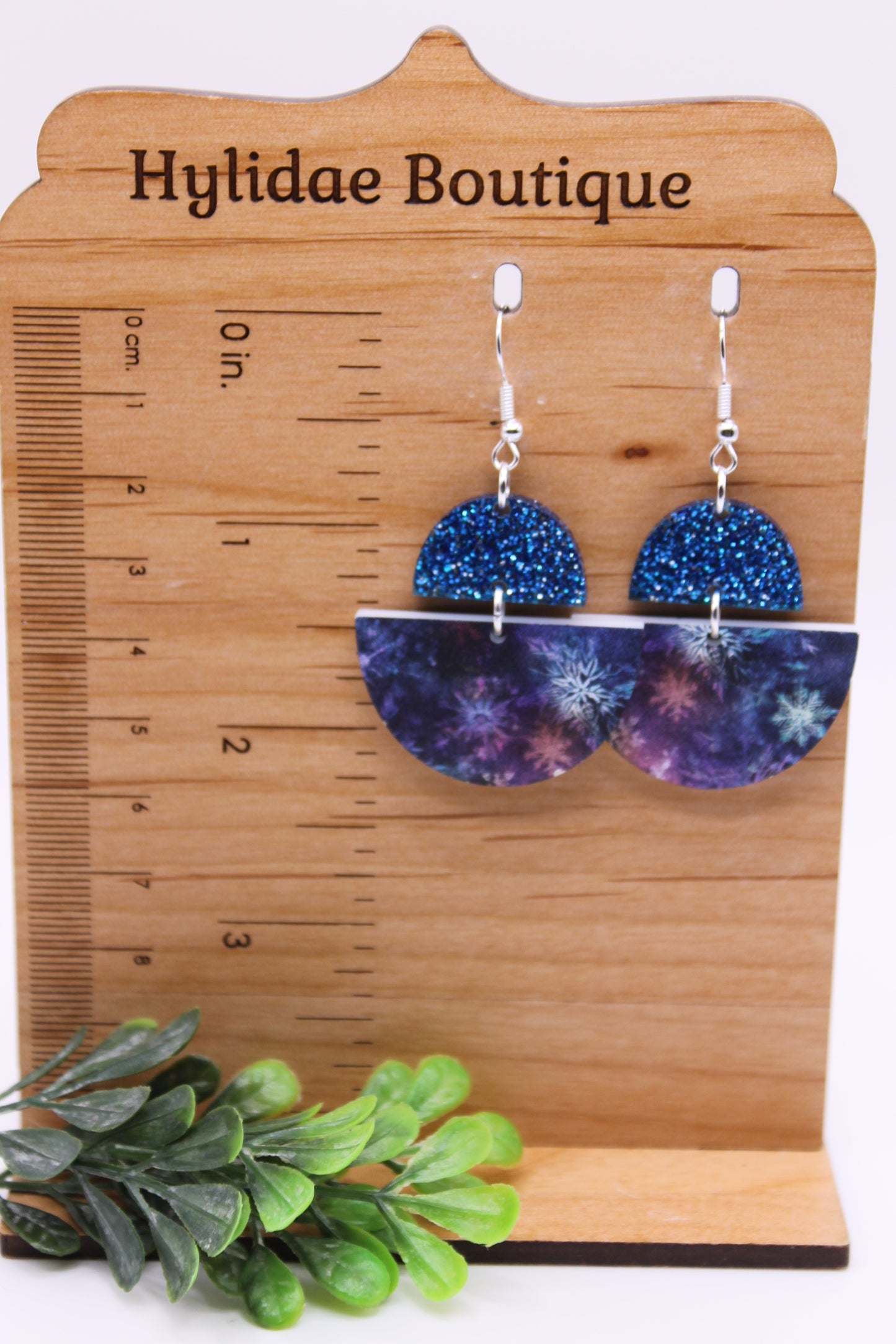 Midnight Snowflake Half Circle • Dangle Earrings