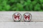 Football Bow 12mm Glass Stud Earrings