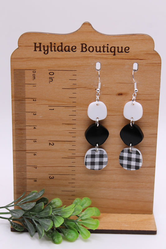 White Plaid Trio • Dangle Earrings