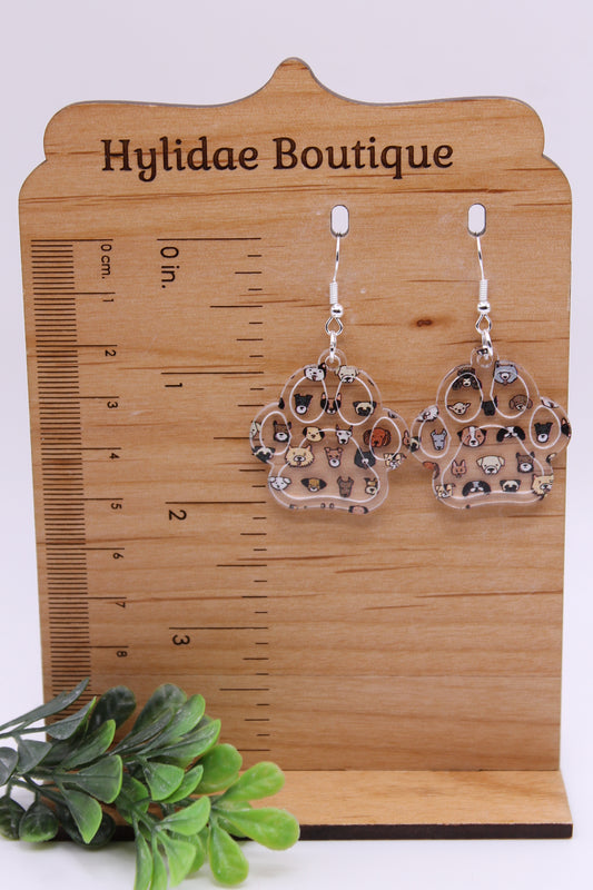 Puppies on Paw Prints || Dangle Earrings