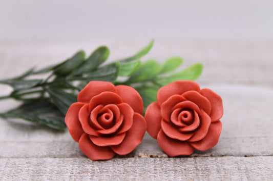 Orange Roses || 20mm Stud Earrings || Hypoallergenic