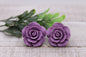 Purple Roses || 20mm Stud Earrings || Hypoallergenic