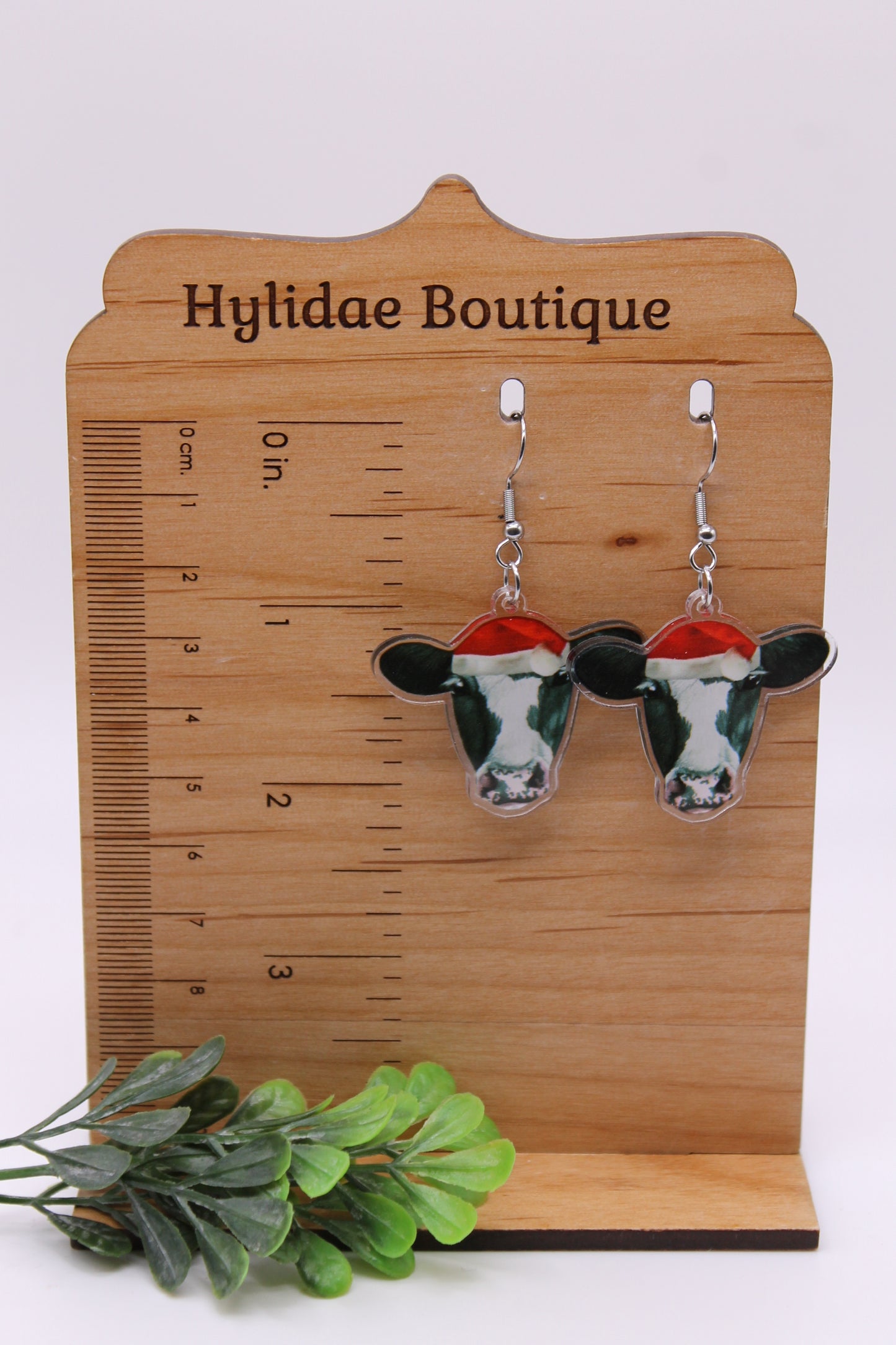 Santa Hat Cow • Dangle Earrings