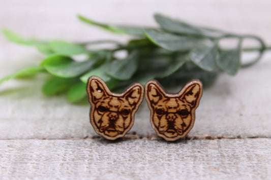 Boston Terrier - Dog Breed || Wood Stud Earrings