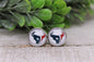 Texans Football || 12mm Glass Stud Earrings || Hypoallergenic