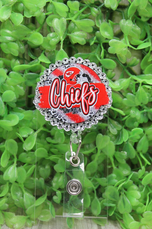 KC Chiefs Football Circle Badge/ID Holder Reel