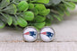 Patriots Football || 12mm Glass Stud Earrings || Hypoallergenic