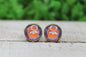 Broncos Football Circle Glass Stud Earrings