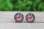 Red Cardinal and Berries Glass Stud Earrings
