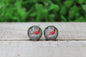Red Cardinal on Stump Glass Stud Earrings