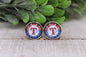 Rangers Baseball || 12mm Glass Stud Earrings || Hypoallergenic