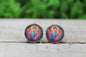 Beautiful Peacock Glass Stud Earrings