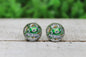 Packers Football Splatter Glass Stud Earrings