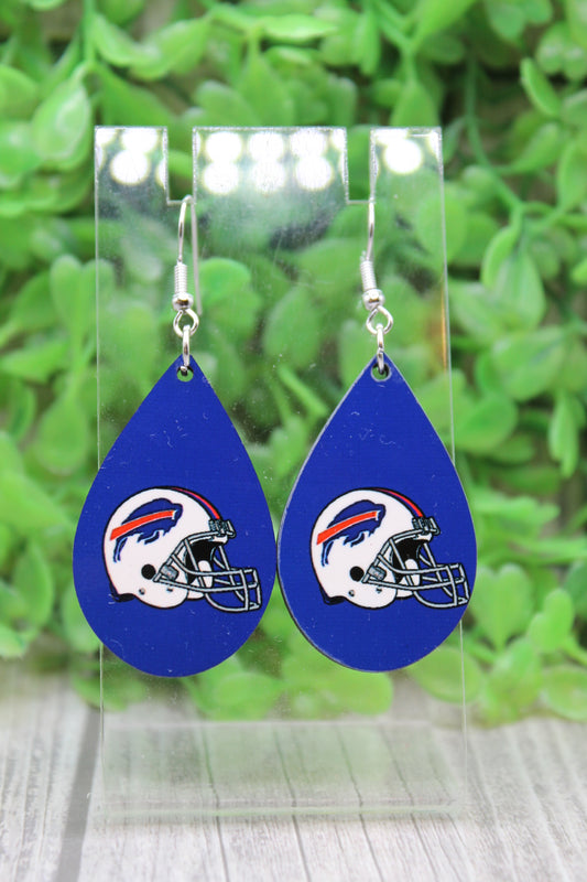 Bills Football Helmet Teardrop Dangle Earrings