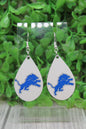 Lions Football on White Teardrop Dangle Earrings