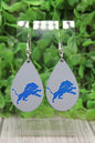Lions Football on Gray Teardrop Earrings