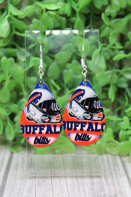 Buffalo Bills Football Teardrop Dangle Earrings