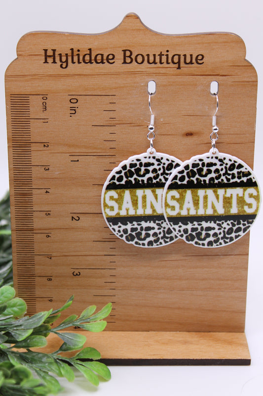 Saints Football Circle || Dangle Earrings