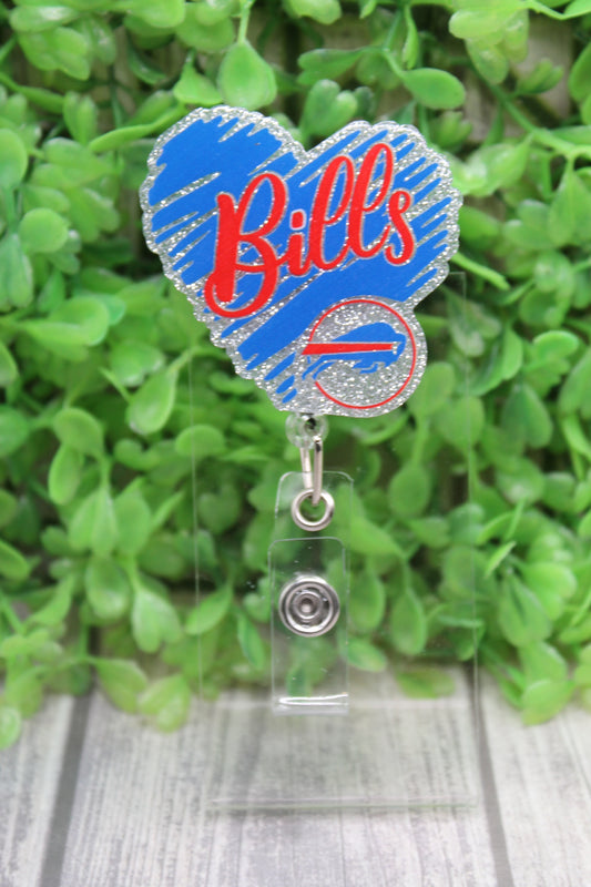 Buffalo Bills Scribble Heart Badge/ID Holder Reel