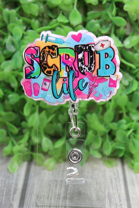 Scrub Life Colorful Badge/ID Holder Reel