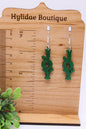 JOY Green Glitter • Dangle Earrings