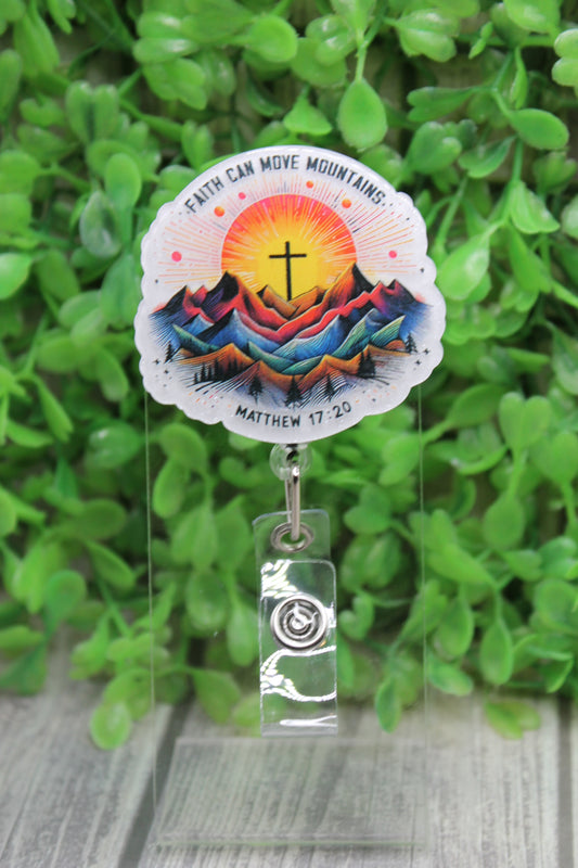 Faith Can Move Mountains Badge/ID Holder Reel