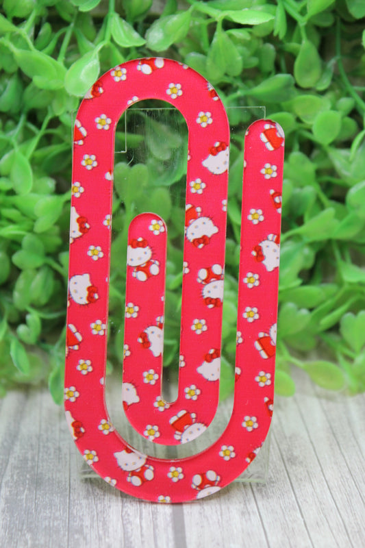 Red Floral Cat Jumbo Paperclip