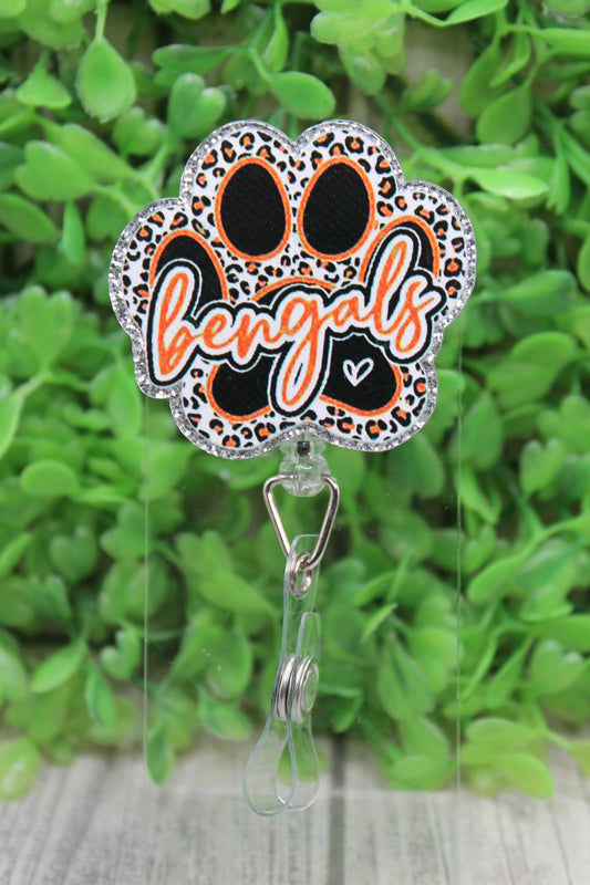 Bengals Football Paw Print Badge/ID Holder Reel