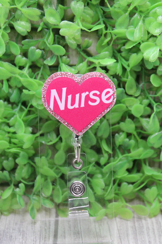 NUSRE Pink Heart Badge/ID Holder Reel