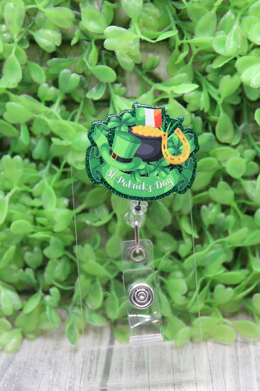 Happy St. Patrick's Day Badge/ID Holder Reel