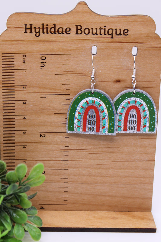 Christmas Rainbow Ho Ho Ho • Dangle Earrings