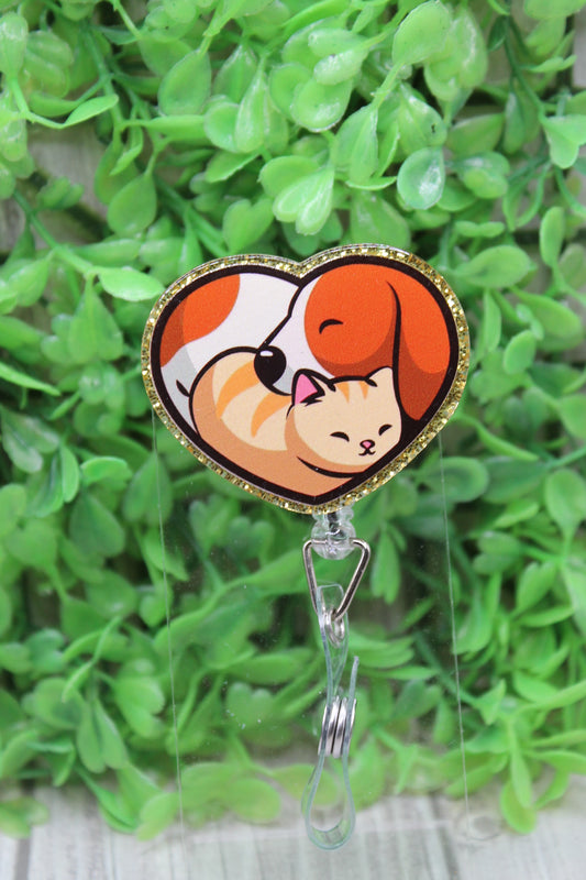 Dog & Cat Heart Badge/ID Holder Reel