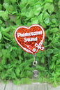 Phlebotomy Squad Red Glitter Heart Badge/ID Holder Reel