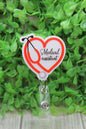 Medical Assistant Red Heart Stethoscope Badge/ID Holder Reel